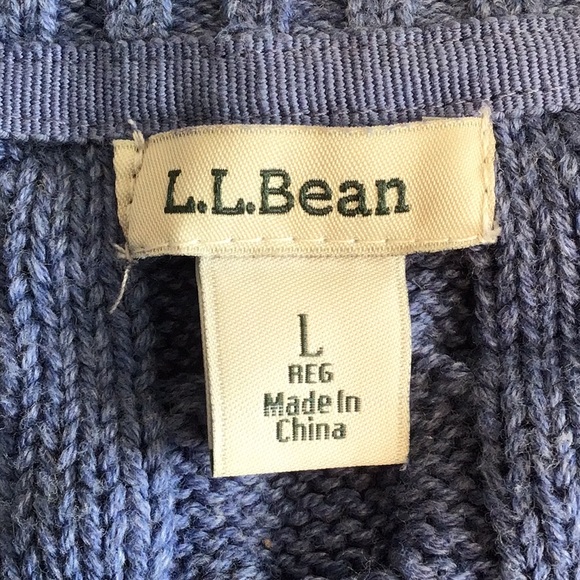 L. L. Bean double cable zip front 100% cotton cardigan periwinkle blue - Picture 4 of 11